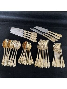 Farberware Breeze-Gold Gold Electroplate 40 Piece Set Flatware Service for 8